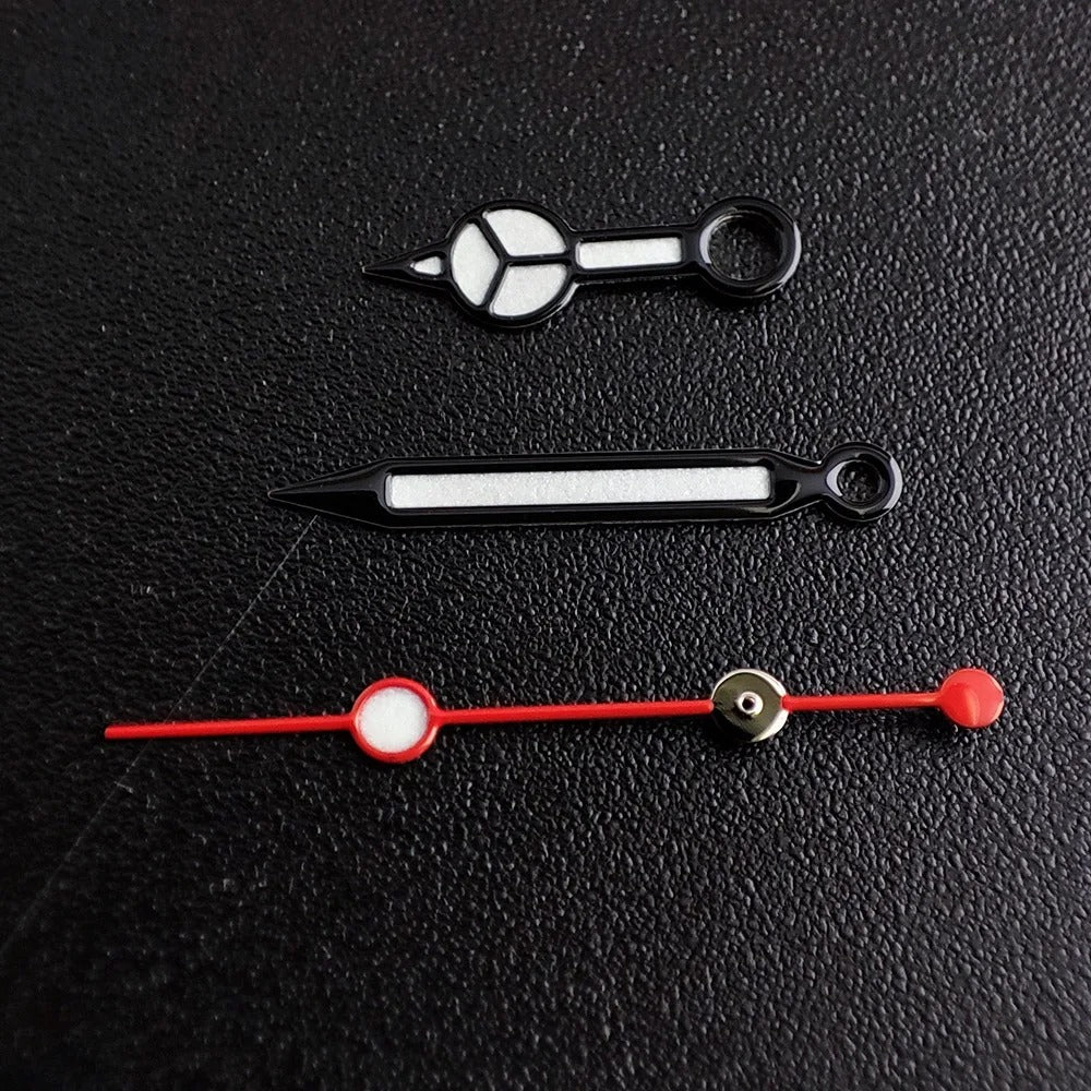 Green luminous watch hands compatible with NH35 NH36 ETA 2836 2824 Miyota 8205 8215 movements.