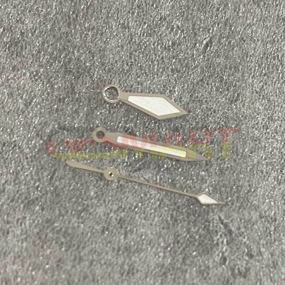 Diamond-shaped green lume watch hands with silver trim for NH35/NH36/4R36 movements, precision-crafted for clarity and style.