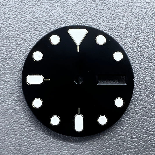 28.5mm Watch Dial Green Lume Metal Black Golden Nail for SKX007 NH36