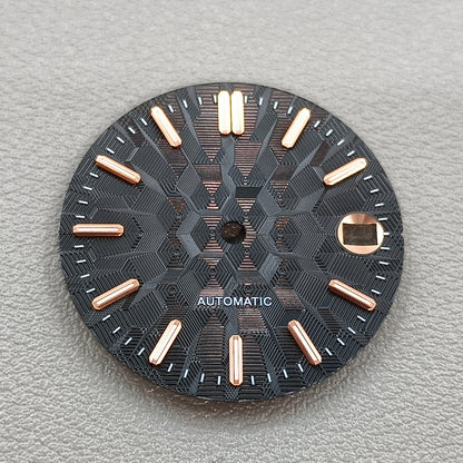 28.5mm Black Rose Golden Nail Constructed Lume No Logo Watch Dial for NH35 NH36