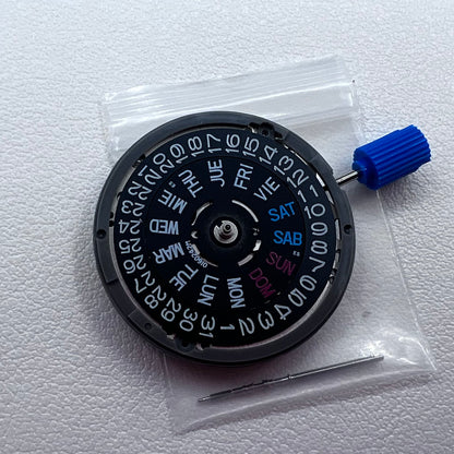 Seiko NH36 NH36A Movement Black Disk Week English font Crown@3.8