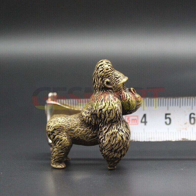 Vintage handmade solid copper Gorilla trinket, intricately hand-carved bronze model figurine.