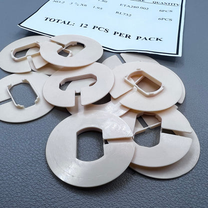Set of 12 2-line watch movement case spacers, size 3.75, for precise accessory fitting.