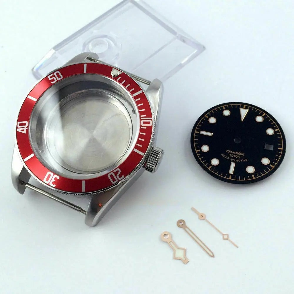 41mm Sapphire Cystal Watch Case+Dial+Hand Fit ETA 2824 2836 Miyota 8215 821A