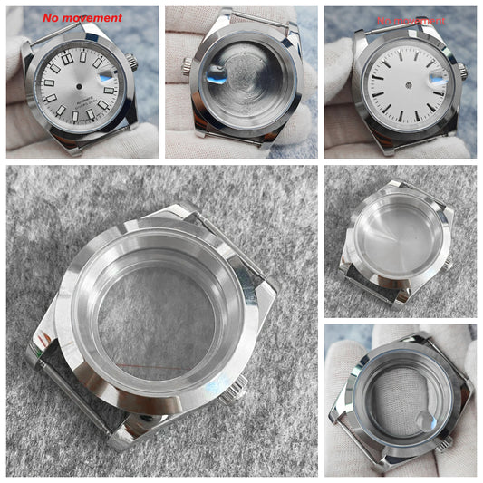 39mm Steel Watch Case Transparent Bottom with Sapphire Glass for NH35/NH36