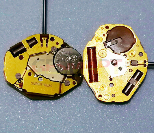 Miyota GL20 Japan Quartz Movement watch accessory with golden 2-hand design, Japan-made precision.