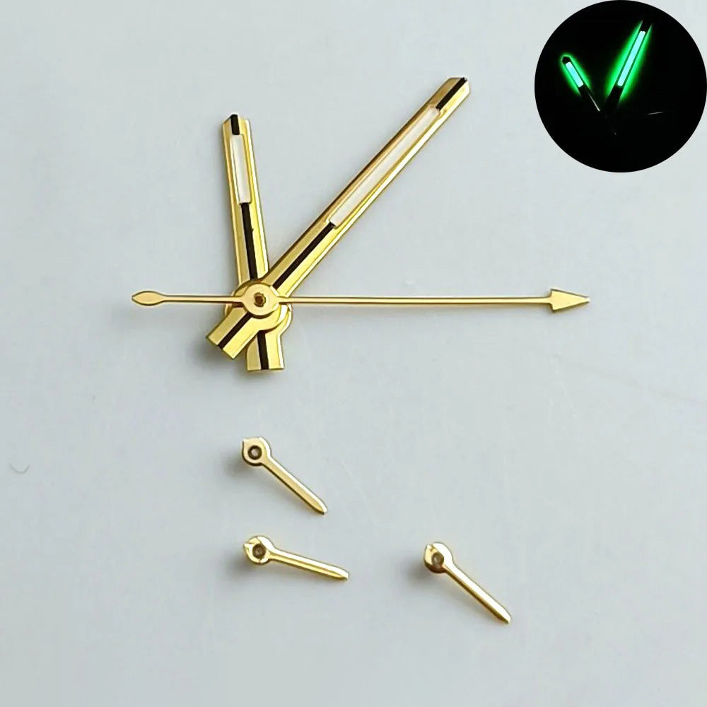 Green luminous watch hands for VK63 VK63A quartz movement, enhancing readability and style