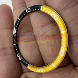 39mm/32.2mm Black Yellow Circular Arc Bevel Aluminium Watch Bezel Insert Watch