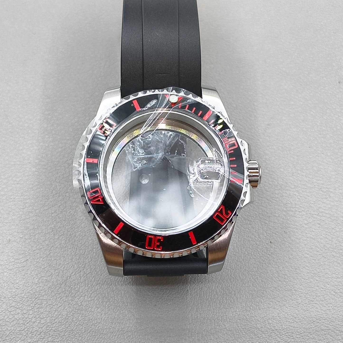 40mm Watch Case Rubber Strap For 4R NH35 NH36 NH34 NH38 NH70 Sapphire Glass