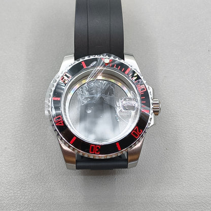 40mm Watch Case Rubber Strap For 4R NH35 NH36 NH34 NH38 NH70 Sapphire Glass