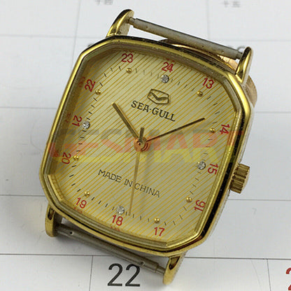 Tianjin Seagull 28mm octagonal gold watch with golden dial, manual mechanical movement, elegant style