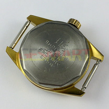 27mm China-made Lady Manual Mechanical Watch with 17 Jewels, dark green dial, golden nail hands