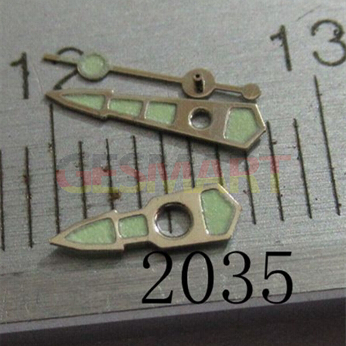 Silver-trimmed bamboo-shaped lume watch hand for Miyota 2035, 2115, 2105, 2305.