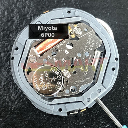 Miyota 6P00 quartz movement for watch repair, replaces 6300 moon phase, precise and reliable parts.