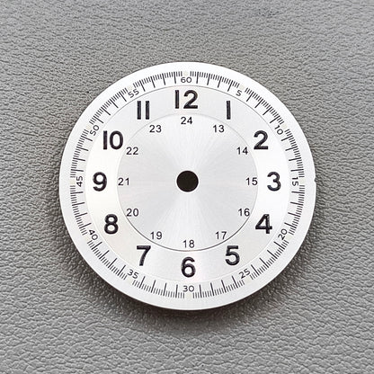 Silver Pilot 29mm Nologo Watch Dial Face for NH35 NH36 Movement