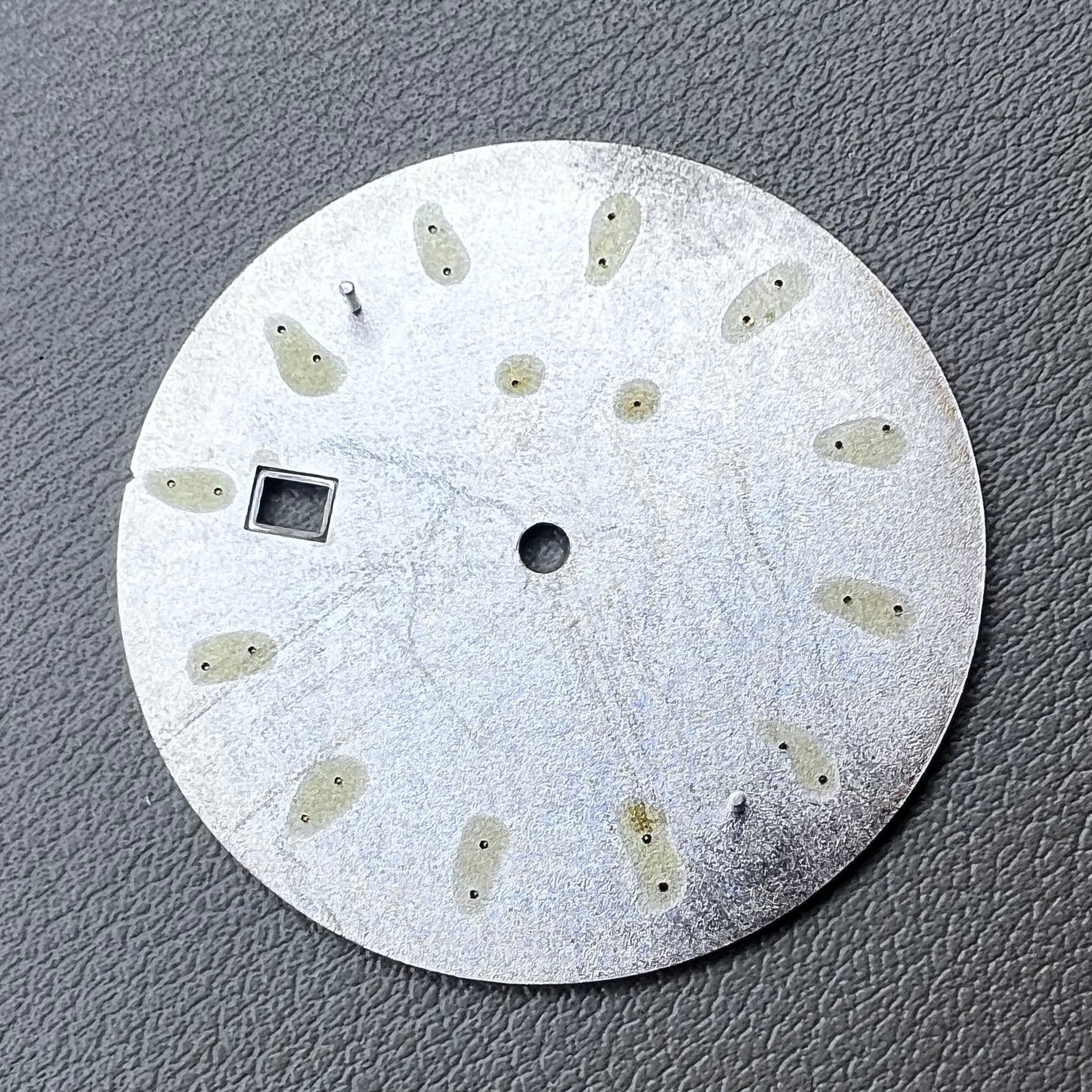 35mm silver watch dial with white cocktail markers, no lume, compatible with NH35 movement by Nail+White.