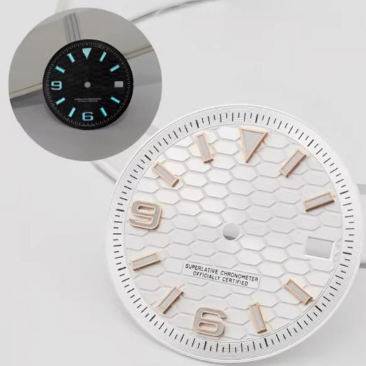 31mm white modified rose gold diving watch dial, compatible with NH35 NH36 movements, no logo.