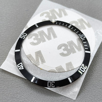 36.5*30.8mm Black Vintage Aluminum Alloy Slope Green Luminous Watch Bezel
