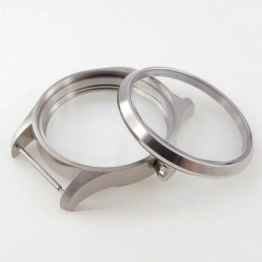 42mm Brushed 316L Steel Sapphire Glass Watch Case Fit ETA 6498 6497 3600 3620
