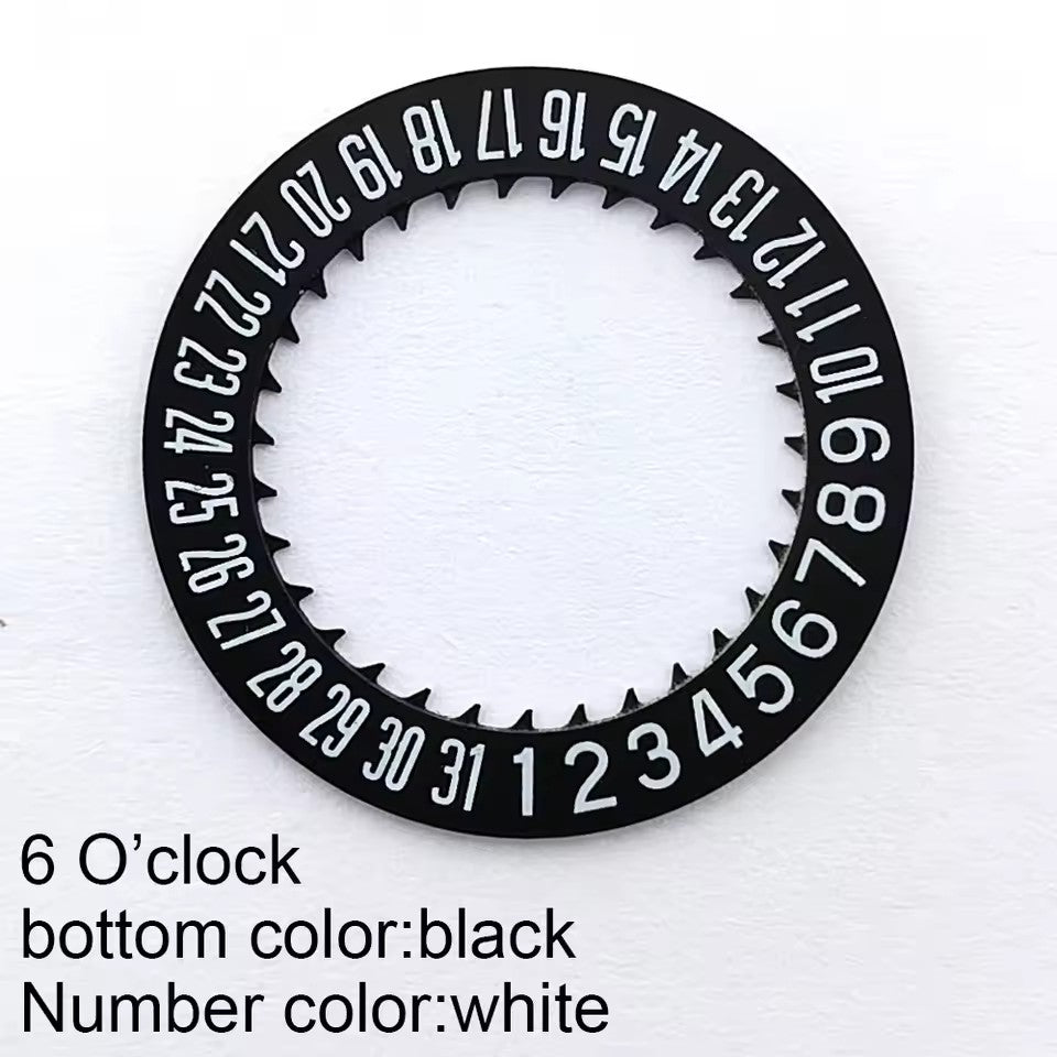 White Font Black Date Disk Wheel Date Wheel for NH35 NH36 Movement Date At 6