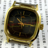 34mm HONGLIAN Manual Mechanical Watch Black Dial Golden Nail Square Golden Case