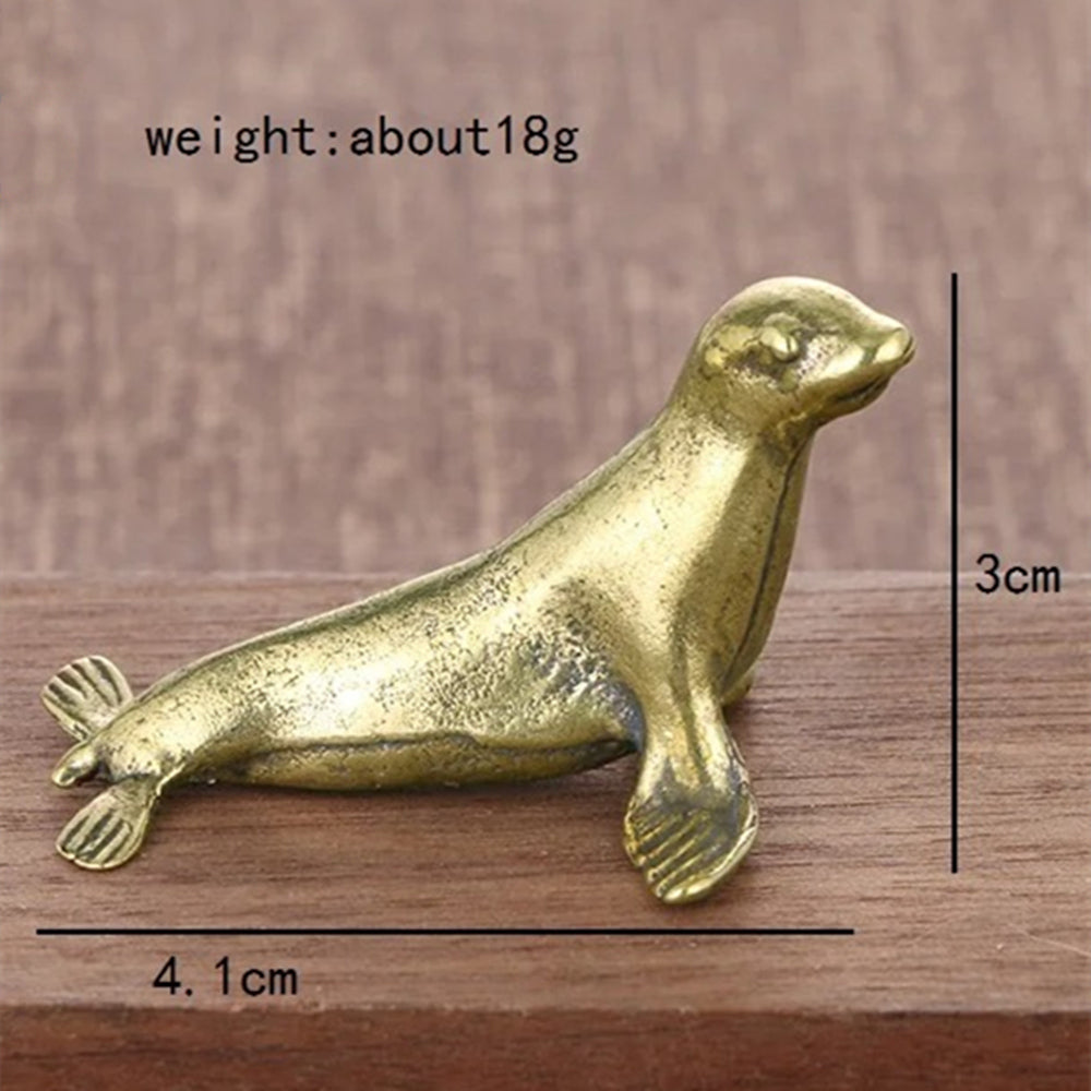 Hand-carved solid copper seal trinket, vintage bronze finish collectible decor piece.