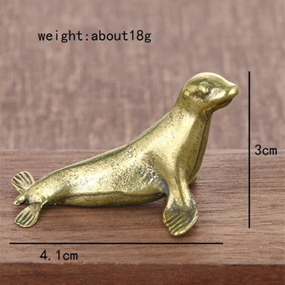 Hand-carved solid copper seal trinket, vintage bronze finish collectible decor piece.