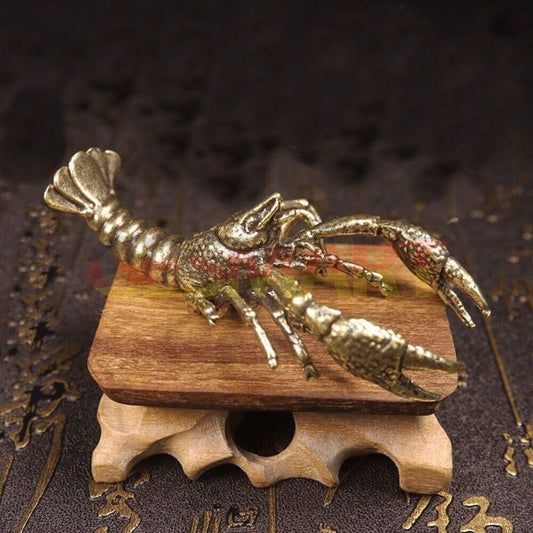 Hand-carved solid copper lobster trinket, detailed bronze model for watch accessory display.