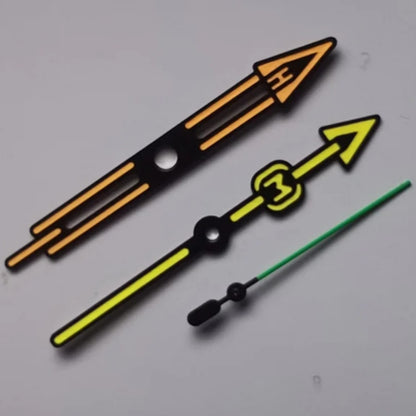 Mod Orange yellow-green luminous pointer watch hand for SEIKO NH35 NH36 4R 7S26 automatic movements.