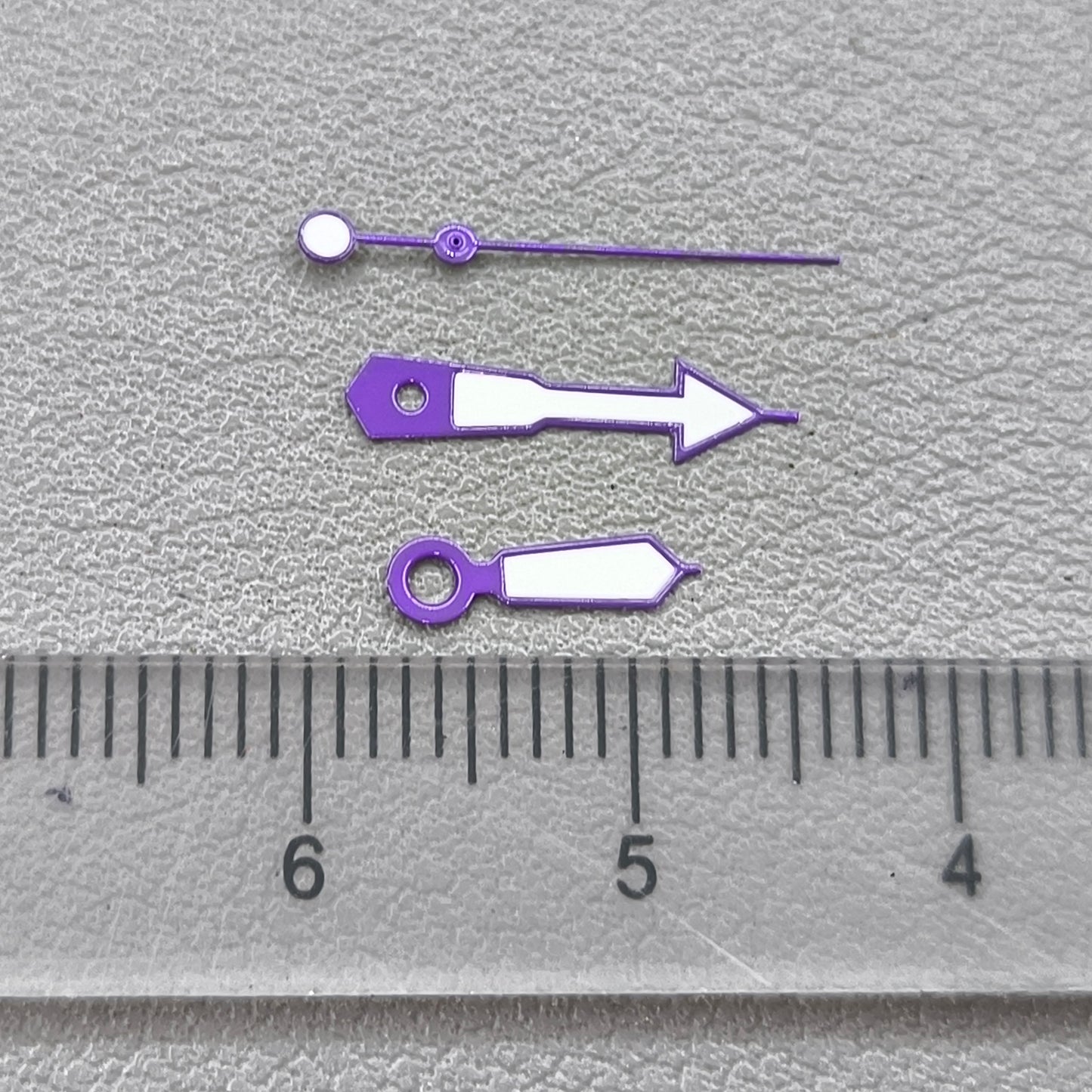 2 Sets Green Lume Purple Trim White Painted Watch Hands for NH35 NH36 7S26