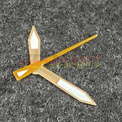 Green luminous rose gold watch hands with trim, compatible with NH35/NH36/4R36 movements.