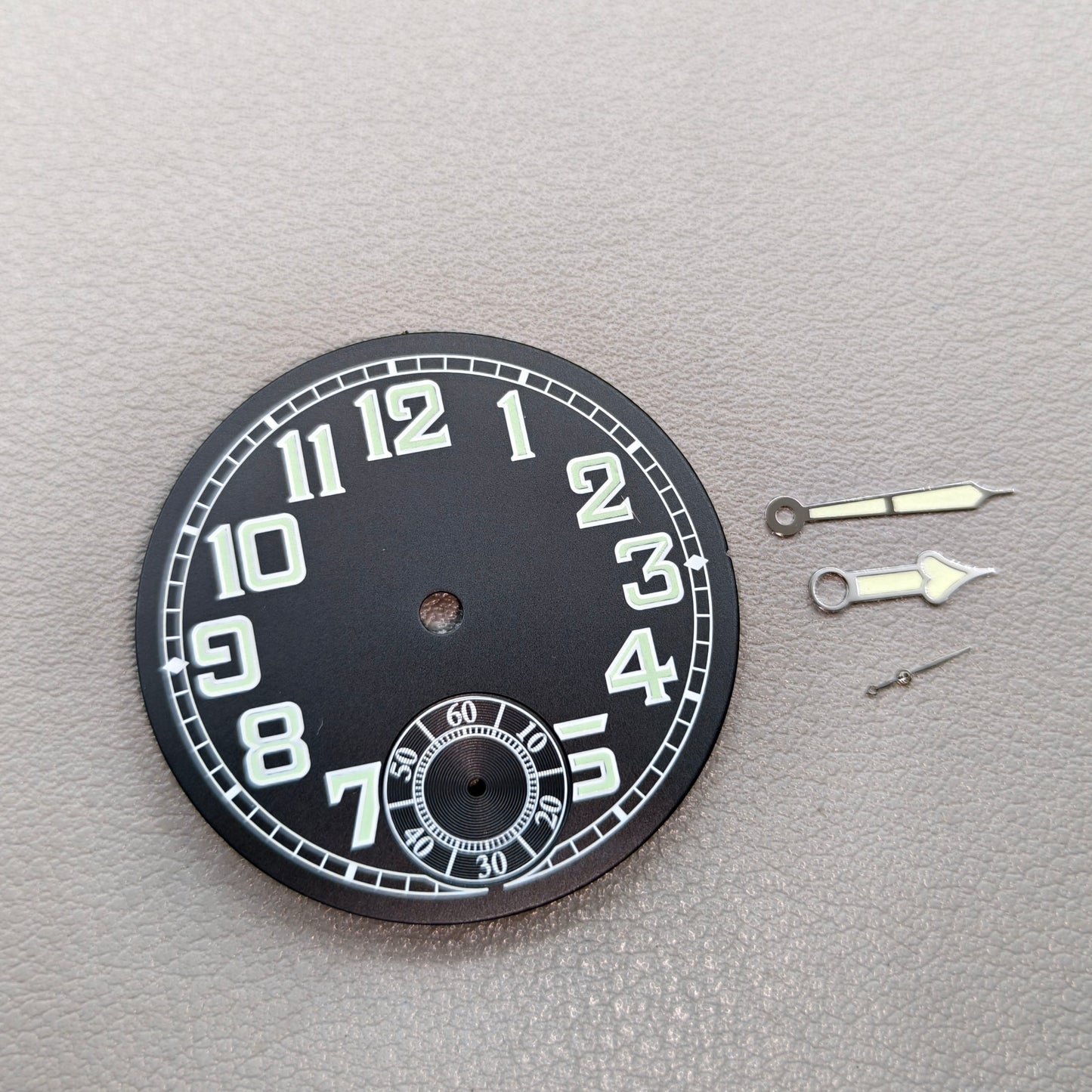 35mm Green Luminous Black Pilot Watch Dial + Watch Hands for ETA6498 Men's Watch