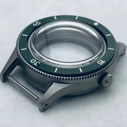 40mm Titanium Watch Case Lume Bezel Double Domed Coated AR Fit NH34/35/36 4R35