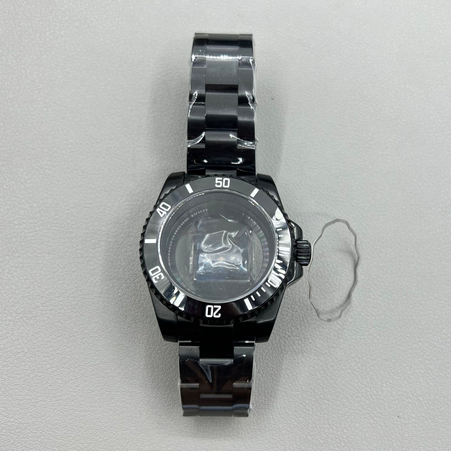 Keramikkranz PVD 40mm watch case with sapphire crystal and bracelet, compatible with NH35 NH36 movements.