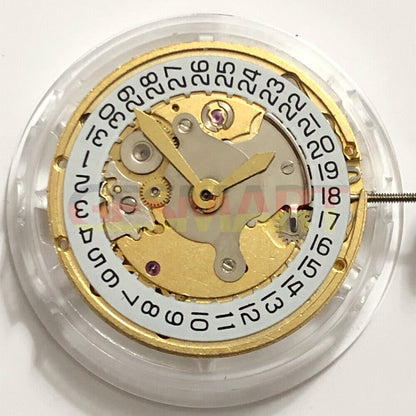 Golden automatic mechanical watch with date at 3 o'clock, China Made SHANGHAI 2824 movement.