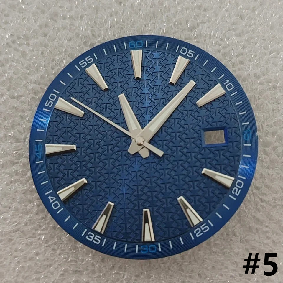 33.5mm Geometric Green Luminous Watch Dial+Hands for NH35 NH36 4R 7S Movement