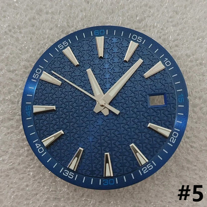 33.5mm Geometric Green Luminous Watch Dial+Hands for NH35 NH36 4R 7S Movement