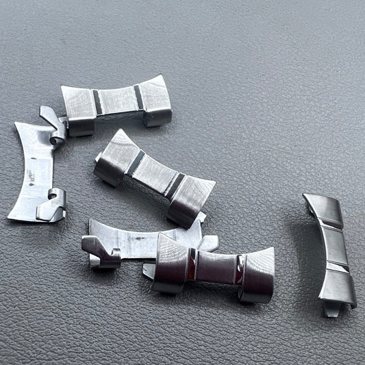 6 PIECES Silver Matted Curved End Links Spring Bars Bracelet Watch Band Strap#1024