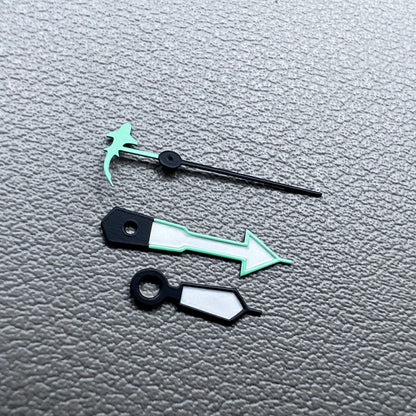 Green and black trimmed watch hands set for NH35A NH36A A72 by Green+Black, precise and stylish replacement.