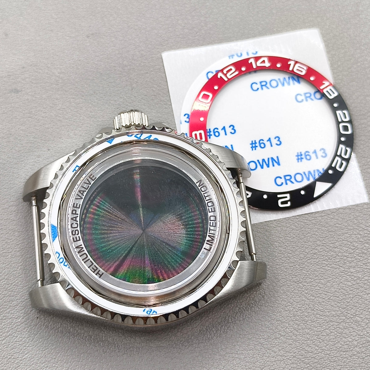 44mm Watch Case for Deep SEA for NH34 NH35 NH36 Black Red Bezel Solid Back
