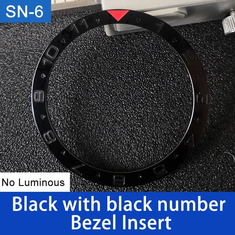 Red Pointed 38mm No Lume Black Flat Ceramic Watch Bezel For Skx009 Skx007 Skx011