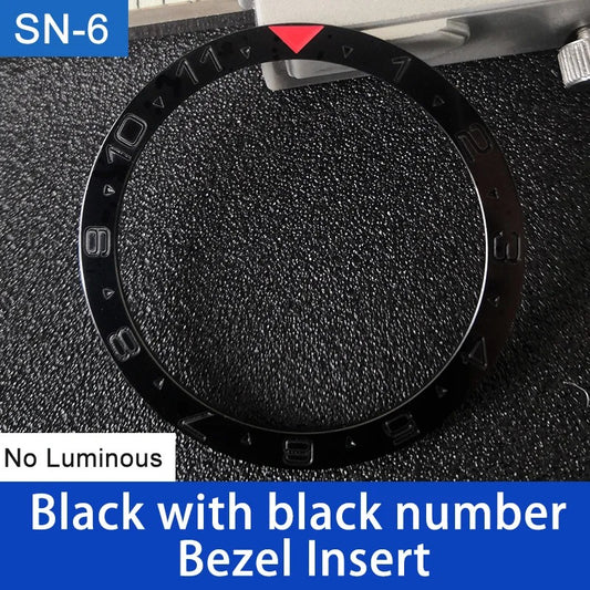 Red Pointed 38mm No Lume Black Flat Ceramic Watch Bezel For Skx009 Skx007 Skx011