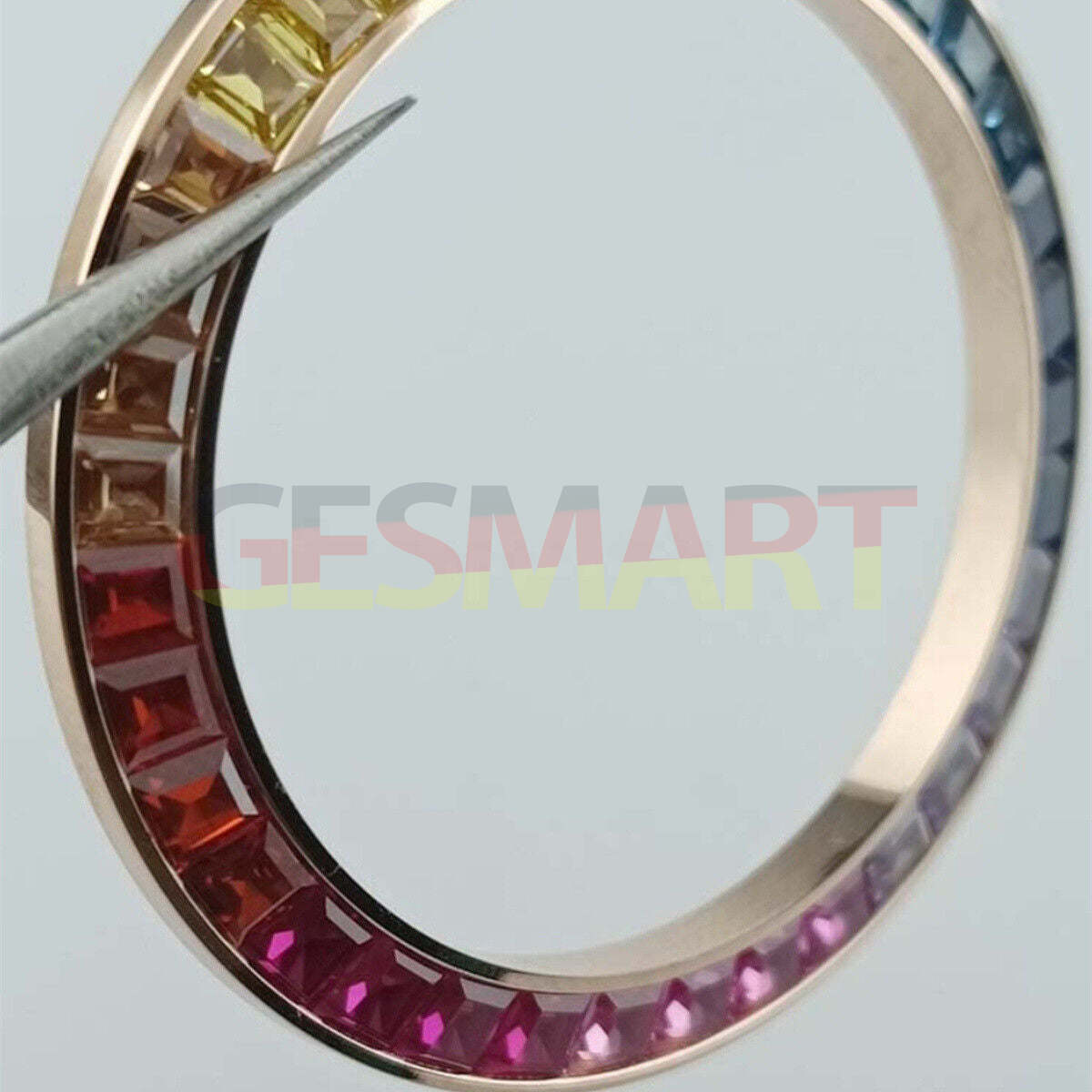 39mm colorful imitation diamond bezel for VK63 movement, vibrant Timex accessory enhancing watch style.