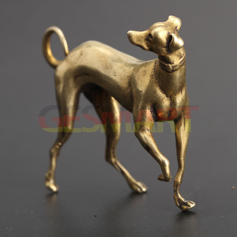 Vintage solid copper standing puppy figurine, hand carved bronze model, perfect for watch accessory decor.