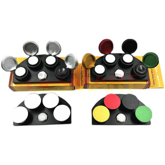 Die-cast alloy oil cups stand with 4 containers and metal covers for precise watch repair.