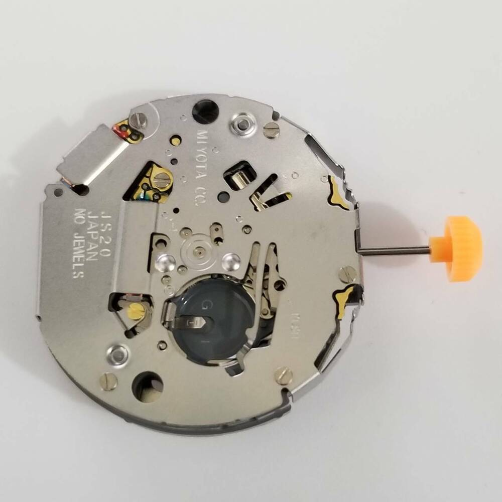 Miyota JS20 quartz watch repair part displaying precise movement gears for accurate timekeeping.