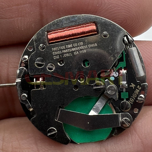 ISA 1198 Swiss quartz movement with moon phase for precise watch repairs and replacements.