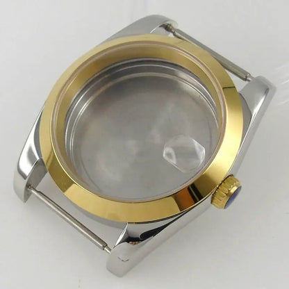 Polish 36/39MM Sapphire Glass Two Tone Watch Case Fit NH35 NH36 NH38 2824