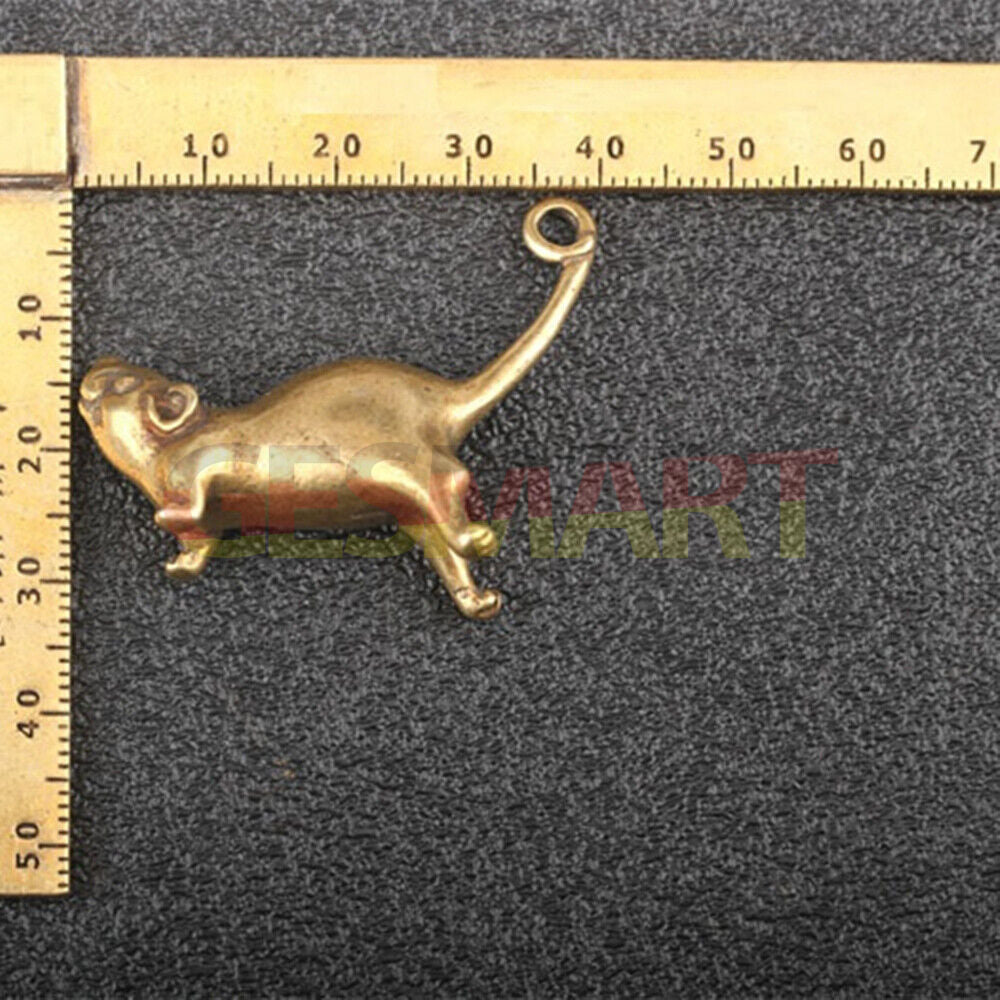 Hand-carved solid copper mouse trinket, vintage bronze finish collectible accessory for watch lovers.