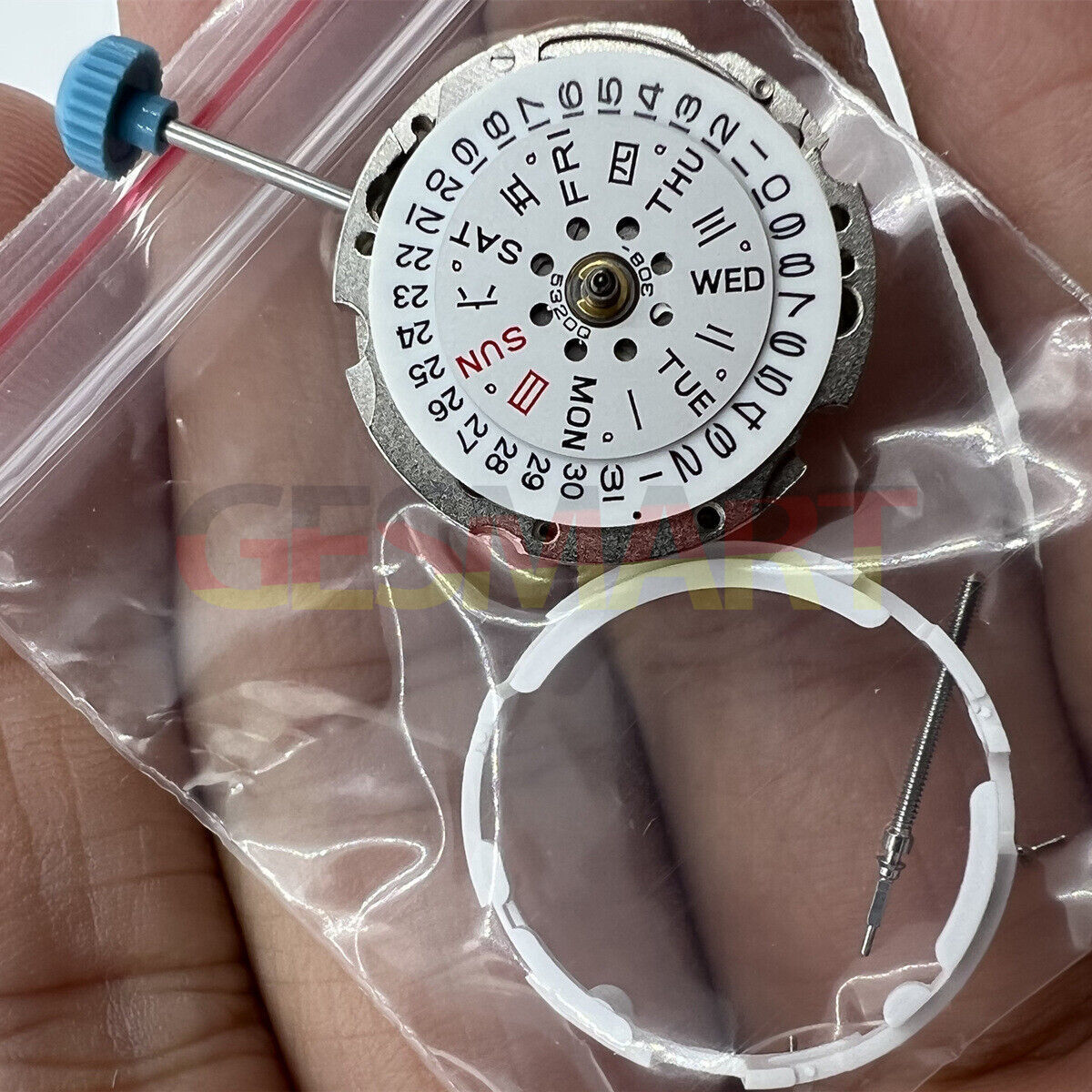 Miyota/Citizen 6T51 automatic movement with silver plated finish for watch repairs and upgrades.